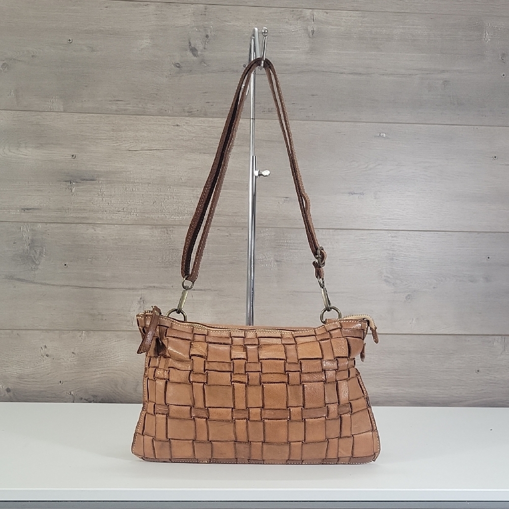 Constanza Rota Brown  Woven Leather Crossbody Shoulder Bag